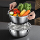Fat Donglai's same style stainless steel soup basin, vegetable basin, egg beater basin, kitchen large, small and basin, thickened food-grade cooking basin, 20cm extra thick solid basin