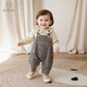 Guiqi Xiong Autumn and Winter Baby Children's Outdoor Corduroy Warm Overalls for Male and Female Baby Pure Cotton One-piece Long Pants Gray Khaki 80