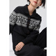 Xingshi WeTHEE 100 sheep wool medium thick Fair Isle cardigan sweater college style high collar multi-button women's sweater dark gray M