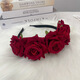 Beautifully made dark gothic style Lolita red rose headband for female brother Halloween cos funny photo headband bride hair accessories 1 red rose headband