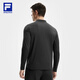 FILA official men's knitted long-sleeved top 2025 winter new fitness sports plus velvet basic long T dark black-BK L 175/96A/L