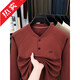 GOLDLION G+ German velvet two-button Henry collar sweatshirt men's autumn and winter new casual pullover loose long-sleeved bottoming shirt Khaki M (recommended 95-110Jin Jin equals 0.5 kg)