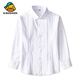 G.duck Little Yellow Duck Girls Polyester Cotton White Shirt Spring and Autumn Long Sleeve Primary School Uniform Middle and Large Children White Shirt Campus Model Lace White Long Sleeve 90 cn