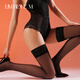 Lai Mi Silky 0.01 Long Stockings Women's Sexy Retro Lace Non-Slip High Knee Socks Black BLACK M F (Thigh Circumference 60c)