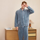 American Standard Winter Couple Pajamas Flannel Set Women's Coral Fleece Men's Home Clothes Plus Velvet to Keep Warmth Air Blue 2XL