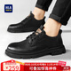 Heilan House HLA men's shoes versatile casual shoes autumn and winter leather thick-soled work shoes for men L011 black (increased style) 41