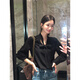 Pusumede Moonlight Flicker Lace-up Bow White Shirt Feminine Commuting Shirt Design Top White M