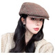 New retro plaid forward hat Japanese style spring and autumn all-match fashion big head painter British duck beret camouflage green woolen plaid forward hat