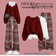 G.duck girl's New Year's shirt wear Ankola red snake year animal year sweater shirt wide-leg pants three-piece suit three-piece red knitted sweater + white shirt + red plaid 165 cm XL size 120-135 Jin Jin is equal to 0.5 kg