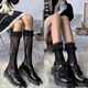 Lace stockings for women, Korean version, thin, knee-high socks, knee-high lace black