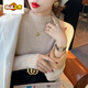 
Early diameter plus fleece sweater for women in autumn and winter thickened half turtleneck bottoming shirt 2025 new warm knitted top black S 80-95