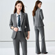 Chen Fu business suit suit for women, fashionable white-collar suit jacket, temperament goddess style commuting interview formal work clothes, navy suit + gray shirt + big leg pants L recommended 100-110 Jin Jin equals 0.5 kg