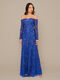 Adrianna Papell Women's Beaded Off Shoulder Gown Brilliant Sapphire 12