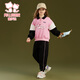 Fuluo Mi Girls Suit Winter Loose Casual Sports Children's Clothes Children's Velvet Sweatshirt and Trousers Two-piece Set Pink/Black 160