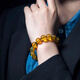 Fan Jialun blue amber beeswax bracelet for men, pure water grade amber, original stone toy piece, single circle bracelet for men and women, gift, blue amber 0.8x21 pieces