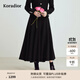 Collatier Autumn French Elegant 100 Sheep Wool Over-the-Knee Warm A-Type Mid-Thick Skirt Black XL