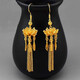 Fuwu 2025 new step by step lotus gold color lotus tassel earrings for women 18k gold lotus retro earrings for girlfriend step