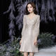 Timochi evening dress petite short skirt female socialite sequin light luxury temperament high-end banquet host dress quality champagne color L