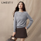 L.WEST crew neck pullover women's 2025 winter new simple commuting 100% wool cable knit sweater gray S 85-100Jin Jin equals 0.5 kg