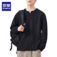 ROMON Henry collar black men's long-sleeved T-shirt 2025 new top spring and autumn sweatshirt men's inner layering shirt men's black XL