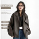 Baleno Trendy Heavy Industry Retro Stand Collar Leather Jacket Women's Design Motorcycle Jacket Top Women's 2025 Autumn and Winter New Style