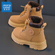 Jeanswest boys' velvet warm Martin boots children's winter cotton shoes girls' short boots British style C1A030 khaki 36