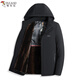 Woodpecker (TUCANO) winter men's velvet and thickened daddy cotton coats for middle-aged and elderly people, warm removable hooded jackets for men