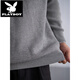 Playboy (PLAYBOY) autumn and winter thick waffle henley sweater men's long-sleeved casual loose black sweater wool sweater versatile gray 2XL
