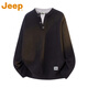 Jeep fake two-piece black sweater men's autumn and winter trendy brand thickened and warm Henry collar sweater black _ Official authentic M _ Recommendation _100-120Jin Jin equals 0.5 kg