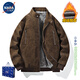 NASALIKE official leather jacket men's autumn and winter American lapel leather jacket men's large size warm velvet jacket handsome motorcycle suit N98 brown velvet XL (168-175cm 130-150Jin Jin equals 0.5 kg)