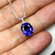 Pupan women's tanzanite sapphire pendant sterling silver light luxury single tanzanite necklace pendant clavicle simple temperament neck ornament 10 carats with chain dz0