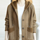 Sudian Women's Original Brand Flagship Store Fashionable Wool Blend Colorful Hooded Knitted Jacket Autumn Women Khaki 2XL