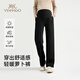 Ying's Autumn and Winter Maternity Pants High Waist Belly-supporting Straight Pants Wearable as External Wear Versatile Wide Leg Pants Black Velvet -10 ~10 XL Recommended Weight 130-155 Jin Jin equals 0.5 kg