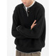 Henry collar sweater for men and women in autumn and winter thick warm sweater black niche lazy design long-sleeved top black L