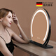 The other half of the German FZY lighted makeup mirror led fill light charging lamp desktop desktop semi-circle rotatable makeup table mirror 60cm fashionable white plug-in