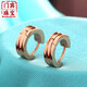 Menbin earrings 18k gold earrings rose gold Korean style simple titanium steel color gold women's short hair earrings earrings personalized rose gold striped earrings outer diameter 1.3cm