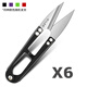 Shibazi made titanium-plated anti-rust yarn scissors for home clothes and thread cutting, black-faced small scissors, U-shaped spring clothing tailoring and fabric scissors, 6 classic yarn scissors, sharp and lightweight, random colors