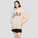 Gap Men's and Women's 2025 Autumn New Contrast Color Logo Loose Hug Velvet Hoodie Sweater Top 786514 Beige S (165/88A) Asian Size