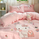 Class A high-end milk velvet bed four-piece children's quilt cover bed sheet coral velvet quilt plus velvet thickened winter cute KT cat Class A thickened warm anti-static 1.8m bed sheet four-piece set quilt cover 200x230
