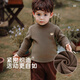 Rabbi children's top with velvet to keep warm for boys and girls, long-sleeved T-shirt, autumn and winter half turtleneck, brown 110