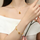 Shipulin 18K gold bracelet yellow 18K gold red agate zircon four-leaf clover bracelet pendant pendant + yellow 18K gold + red agate + total weight about 0.5g