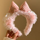 Cartoon Sweetheart Blush Bear Ears Bow Headband Lace Face Wash Women's Hairpin Cute Plush Headband Headdress Blush Bow-White Headband 1 Pack