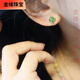 Jinwei women's summer cool style 925 sterling silver natural diopside earrings, fresh and elegant four-leaf clover shape