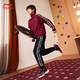 Li Ning children's clothing children's sweatshirt suit for men and women, small and big children, New Year's style leggings and velvet sports top suit YWEW003 dark red/black-4 175