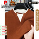 Pierre Cardin Autumn and Winter Men's Henley Double Collar 100 Solid Color Wool Sweater Men's New Wool Sweater Bottoming Sweater Caramel YFZW062 Henley Collar Wool Sweater S 165 Code Recommended 100Jin Jin is equal to 0.5kg -120Jin Jin is equal to 0.5kg