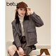 Betu Women's 2025 Winter New Short Jacket High-Quality Winter Barn Style Sheep Wool Jacket Women 2511T30 Mocha Color XS