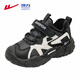 Warrior Children's Shoes Winter Comfortable and Warm Boys' Velcro Cotton Shoes Children's Velvet Sports Shoes WZ-C065L Black/M35