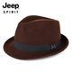 JEEP hat men's pure wool green middle-aged and elderly small top hat autumn and winter warm outdoor British jazz hat manufacturer direct approval black M (56-58cm)