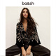 Ba&shbash2025 new autumn French velvet jacquard temperament women's shirt V-neck long-sleeved top 1H25ARRI NOIR M 1