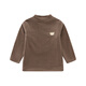 Rabbi children's top with velvet to keep warm for boys and girls, long-sleeved T-shirt, autumn and winter half turtleneck, brown 110